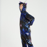 Family Kigurumi Pajamas Navy Sky Star Unicorn Animal Onesie Cosplay Costume Pajamas For Kids and Adults