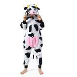 Family Kigurumi Pajamas White and Black Cow Animal Onesie Cosplay Costume Pajamas For Kids and Adults