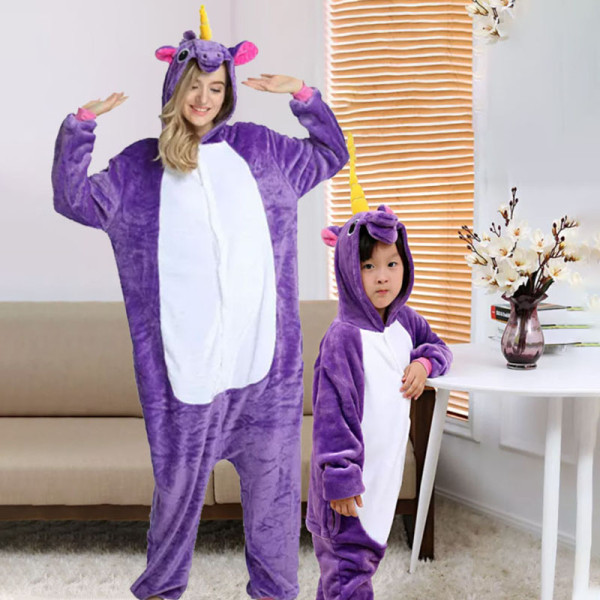 Family Kigurumi Pajamas Purple Unicorn Animal Onesie Cosplay Costume Pajamas For Kids and Adults