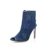 Women's Fashion Stretch Denim Peep-toe High Heels Boots Booties