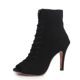 Women's Fashion Peep-toe Open Toe Gladiator Lace Up High Heels Boots