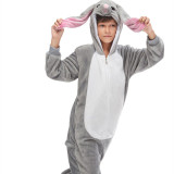 Family Kigurumi Pajamas Grey Rabbit Animal Onesie Cosplay Costume Pajamas For Kids and Adults
