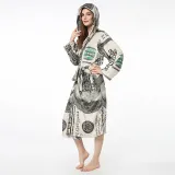 Print USA Dollars Soft Bathrobe Sleepwear Comfortable Loungewear With Hooded