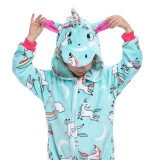 Family Kigurumi Pajamas Light Blue Unicorn Onesie Cosplay Costume Pajamas For Kids and Adults