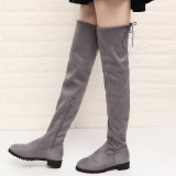 Classic Women Zipper Boots Over The Knee High Suede Flat Boots