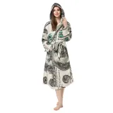 Print USA Dollars Soft Bathrobe Sleepwear Comfortable Loungewear With Hooded