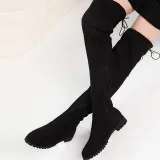 Classic Women Zipper Boots Over The Knee High Suede Flat Boots