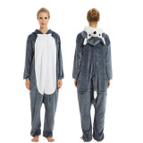 Family Kigurumi Pajamas 3D Grey Plush Husky Dog Animal Onesie Cosplay Costume Pajamas For Kids and Adults