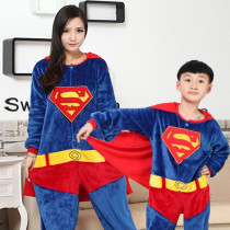 Family Kigurumi Pajamas Blue Kigurumi With Cape Onesie Cosplay Costume Pajamas For Kids and Adults