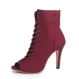 Women's Fashion Peep-toe Open Toe Gladiator Lace Up High Heels Boots