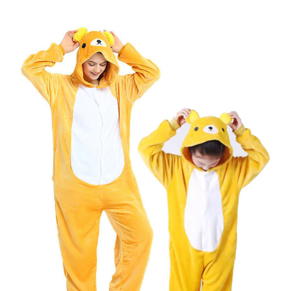 Family Kigurumi Pajamas Yellow Bear Animal Onesie Cosplay Costume Pajamas For Kids and Adults