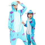 Family Kigurumi Pajamas Blue Dots Cow Animal Onesie Cosplay Costume Pajamas For Kids and Adults