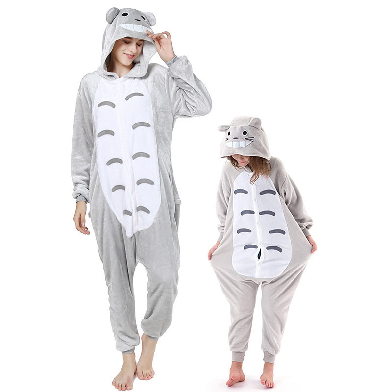 Family Kigurumi Pajamas Grey Totoro Animal Onesie Cosplay Costume Pajamas For Kids and Adults