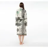 Print USA Dollars Soft Bathrobe Sleepwear Comfortable Loungewear