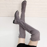 Classic Women Zipper Boots Over The Knee High Suede Flat Boots