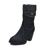 Women's Outside Shoes High Heel Denim Mid-tube Boots Booties
