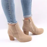 Women's Outside Shoes Side Zipper Frosted Leather Martin Top Block Heel Booties Short Suede Boots