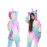 Family Kigurumi Pajamas Rainbow Stars Dots Unicorn Onesie Cosplay Costume Pajamas For Kids and Adults