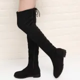 Classic Women Zipper Boots Over The Knee High Suede Flat Boots