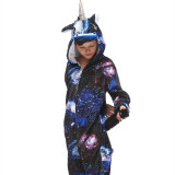 Family Kigurumi Pajamas Navy Sky Star Unicorn Animal Onesie Cosplay Costume Pajamas For Kids and Adults