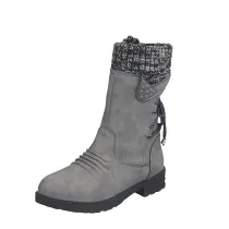 Woman PU Martin Lace UP Mid-calf Flat Snow Boots