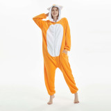 Family Kigurumi Pajamas Orange Embroidery Fox Animal Onesie Cosplay Costume Pajamas For Kids and Adults
