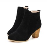 Women's Outside Shoes Side Zipper Frosted Leather Martin Top Block Heel Booties Short Suede Boots