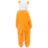 Family Kigurumi Pajamas Orange Embroidery Fox Animal Onesie Cosplay Costume Pajamas For Kids and Adults