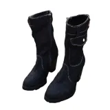 Women's Outside Shoes High Heel Denim Mid-tube Boots Booties
