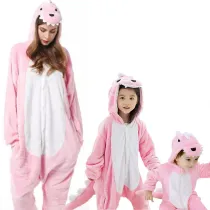 Family Kigurumi Pajamas Pink Dinosaur Animal Onesie Cosplay Costume Pajamas For Kids and Adults