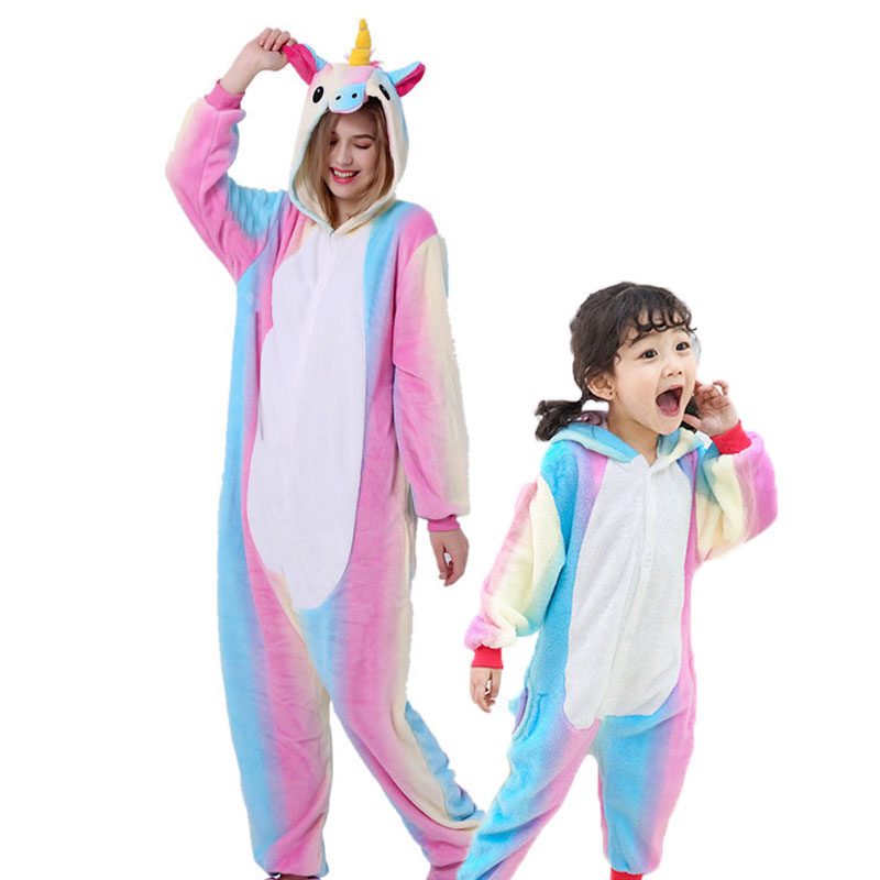 Family Kigurumi Pajamas 3 Colors Unicorn Animal Onesie Cosplay Costume Pajamas For Kids and Adults