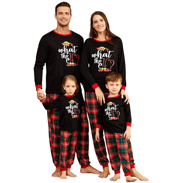 Christmas Family Matching Pajamas Christmas EFL Slogan Top and Red Plaids Pant