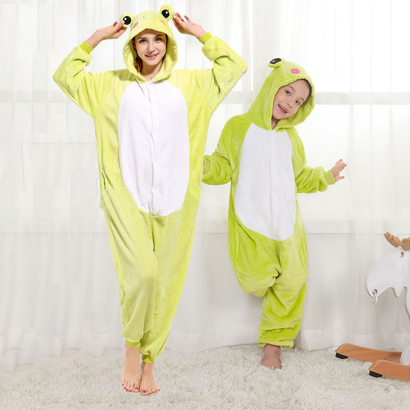 Family Kigurumi Pajamas Green Frog Animal Onesie Cosplay Costume Pajamas For Kids and Adults
