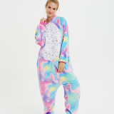 Family Kigurumi Pajamas Sequins Stars Rainbow Unicorn Animal Onesie Cosplay Costume Pajamas For Kids and Adults
