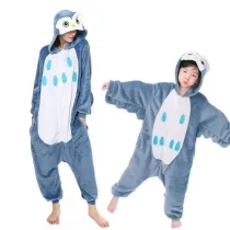 Family Kigurumi Pajamas Blue Owl Animal Onesie Cosplay Costume Pajamas For Kids and Adults