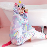 Family Kigurumi Pajamas Purple Stars Unicorn Animal Onesie Cosplay Costume Pajamas For Kids and Adults