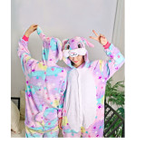 Family Kigurumi Pajamas Rainbow Rabbit Stars Animal Onesie Cosplay Costume Pajamas For Kids and Adults