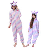 Family Kigurumi Pajamas Stripes Rainbow Stars Unicorn Onesie Cosplay Costume Pajamas For Kids and Adults