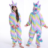 Family Kigurumi Pajamas Stripes Rainbow Stars Unicorn Onesie Cosplay Costume Pajamas For Kids and Adults