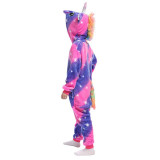 Family Kigurumi Pajamas Pink and Purple Stars Unicorn Animal Onesie Cosplay Costume Pajamas For Kids and Adults