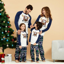Christmas Family Matching Sleepwear Pajamas Sets Papa Mama Deer Top and Navy Prints Pants