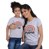Matching Family Prints Cartoon Rainbow Letter Mom And Me T-Shirts