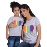 Matching Family Prints Rainbow Heart Style Mom And Me T-Shirts