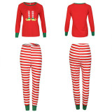 Christmas Family Matching Pajamas Elf Christmas Stocking Tops and Stripes Pants