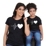 Matching Family Prints Heartbeat Graphic Mom And Me T-Shirts