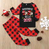 Christmas Family Matching Pajamas Sets Goodbye 2020 Welcome 2021 Tops and Plaid Sets