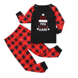 Christmas Family Matching Pajamas Plaids Hat Slogan Tops and Pant Family Pajamas Sets
