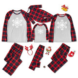 Christmas Family Matching Sleepwear Pajamas Snowflake Prints Tops and Plaid Pants Family Pajamas Sets