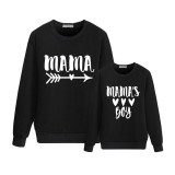 Matching Family Prints Heart Pattern Letter Mom And Kids Sweatshirts Tops