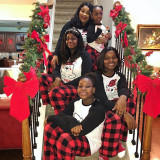 Christmas Family Matching Pajamas Sets White Bear Slogan Prints Tops Plaid Pants
